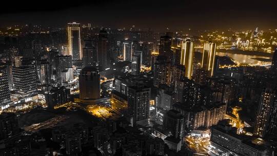 4K重庆南岸区航拍城市黑金延时摄影视频素材模板下载