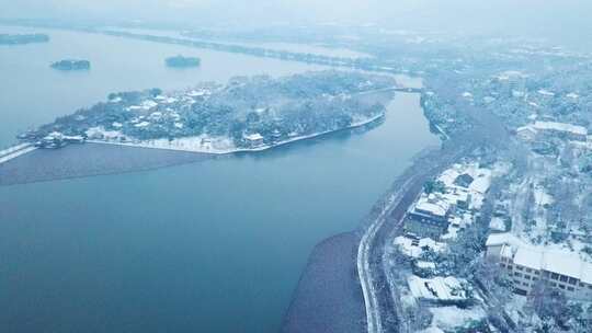 杭州西湘湖景区雪景浙江雪景