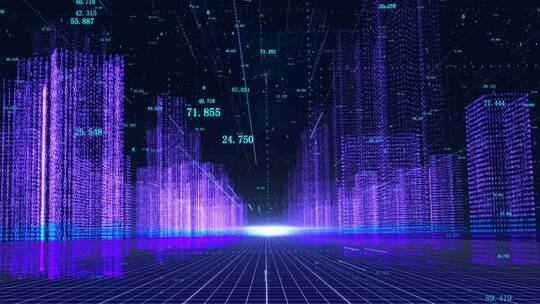 粒子线框全息科技城市高楼建筑街道视频素材模板下载