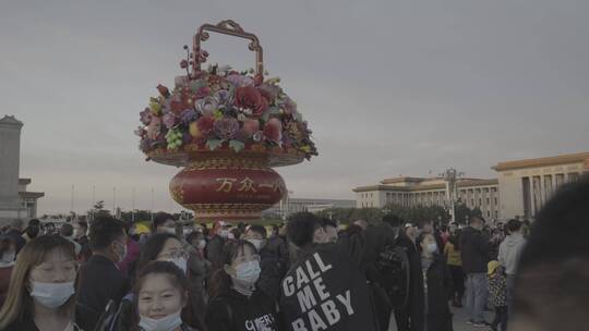 北京天安门广场人群-口罩疫情