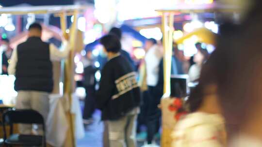 浙江省杭州市拱墅区武林夜市夜晚夜景逛街购