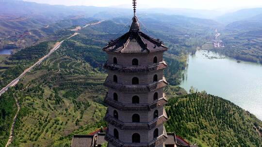 航拍山西运城夏县瑶台山太虚观