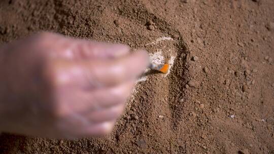考古发掘人员用刷子轻轻扫去文物周边沙泥视频素材模板下载
