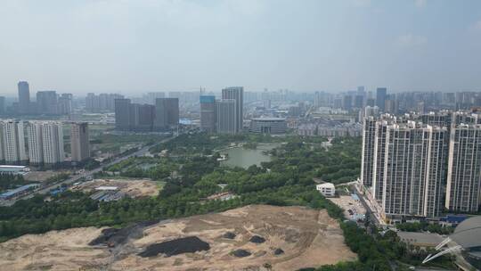 航拍湖北襄阳城市高楼建筑