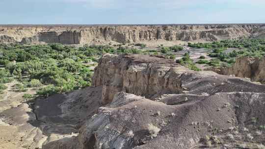 新疆克拉玛依白杨河大峡谷景区航拍自然风光