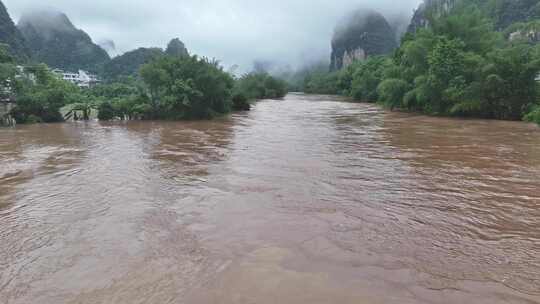 桂林夏季暴雨洪水航拍