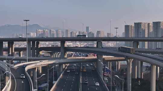 山东青岛重庆路高架桥航拍