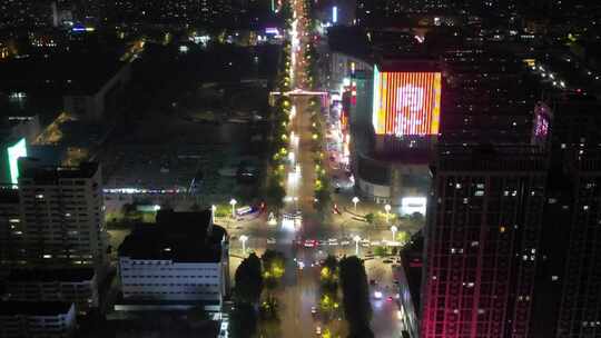 聊城大景夜景交通航拍