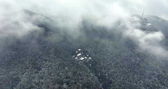 杭州韬光寺雪景航拍