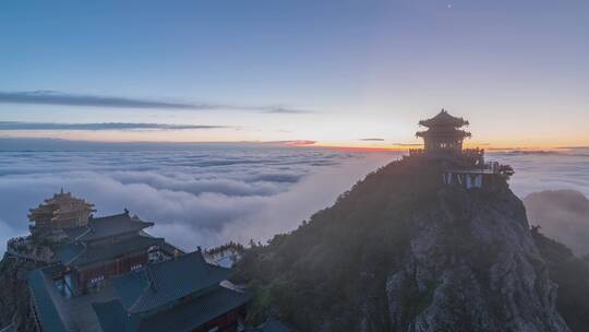 河南老君山云海日出延时视频素材模板下载