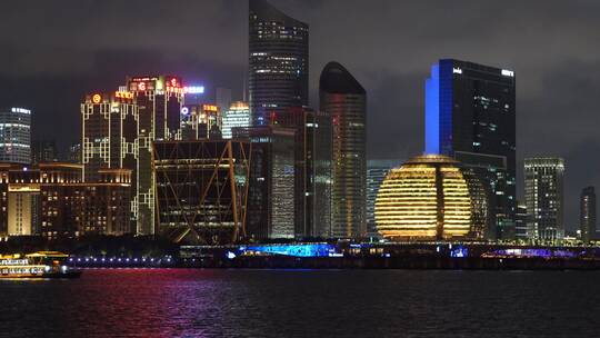 杭州钱江新城城市阳台夜景