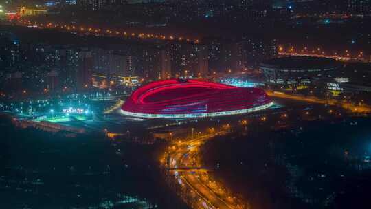 2022年冬奥会国家速滑馆冰丝带夜景