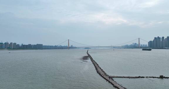 【航拍】武汉鹦鹉洲长江大桥08-丁字坝（2022.09.01）