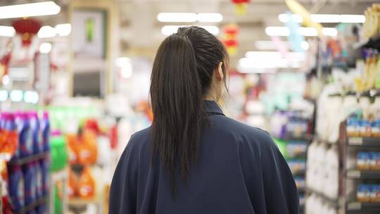 年轻女性现代商超购物逛超市