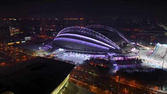 沈阳浑南奥体中心城市夜景车流视频素材模板下载