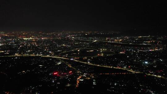 泉州市区夜景航拍500米高空泉州城市大景