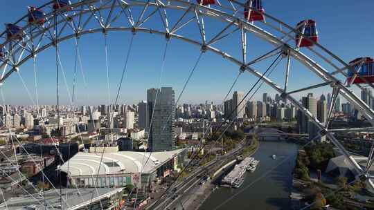 天津之眼摩天轮海河城市建筑风光