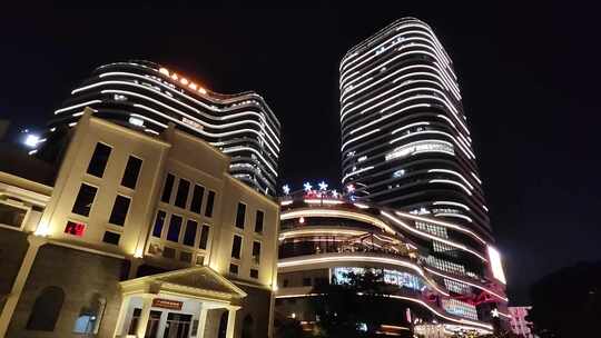 珠江夜景华侨博物馆星寰国际商业中心视频素材模板下载