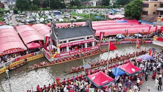 端午叠滘龙舟比赛热闹场景