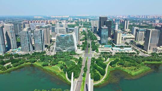 航拍郑州龙子湖郑州东区空镜头龙子湖公园