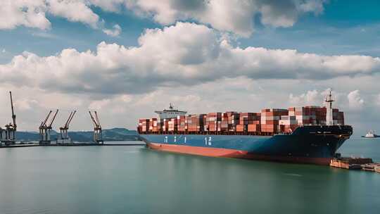 航拍货轮 货轮集装箱 港口运输