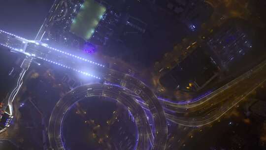 上海城市立交桥鸟瞰航拍