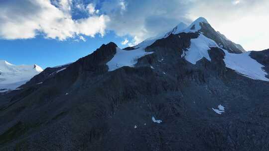 航拍四川甘孜贡嘎山区燕子沟雪山风光