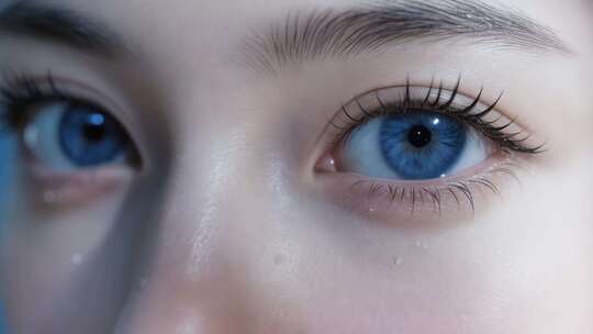 女性蓝色眼睛微距特写