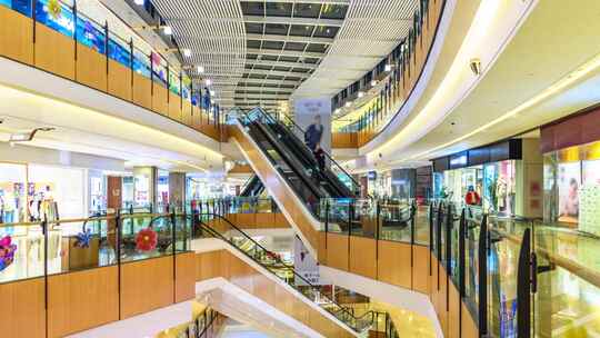 商场购物中心扶梯与流动人群延时