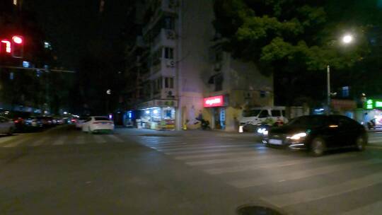 GH030038夜晚南京普通街道车头空镜视频素材模板下载