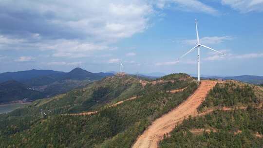 山区风力发电场俯瞰