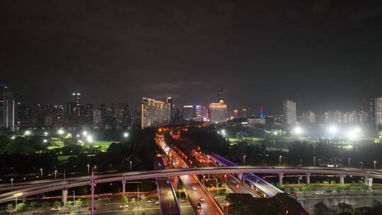 航拍深南大道夜景