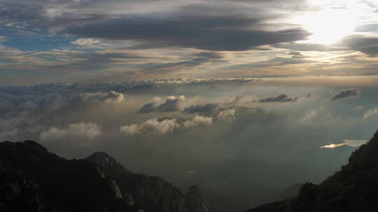 中国山东泰安泰山山顶风景风景区云海