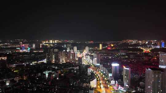 航拍四川泸州夜景泸州蜀泸大道夜景