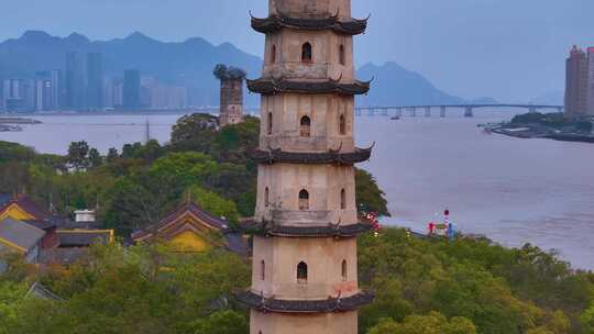 温州市鹿城区江心屿公园瓯江航拍风景景区景