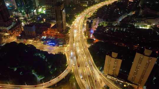 上海黄浦区延安东路立交桥高架桥俯视俯拍车视频素材模板下载