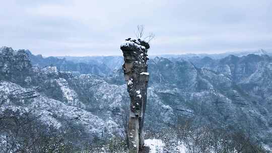 世界遗产地贵州施秉云台山黑冲大雪航拍