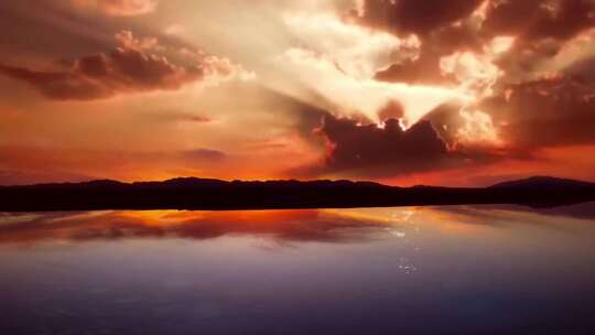 日落湖，变幻的日落视频素材模板下载