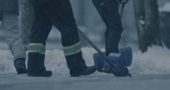 男人，扫地，雪，路