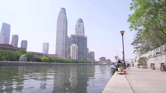 天津海河边垂钓1