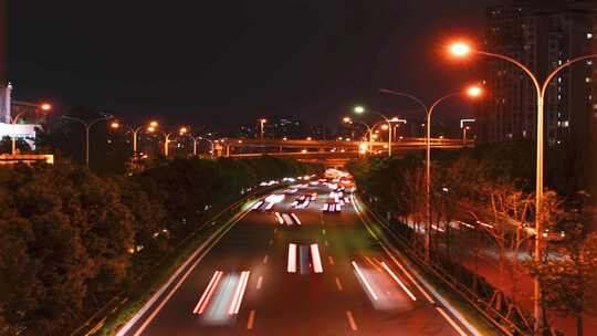 马路车流夜景延时4K