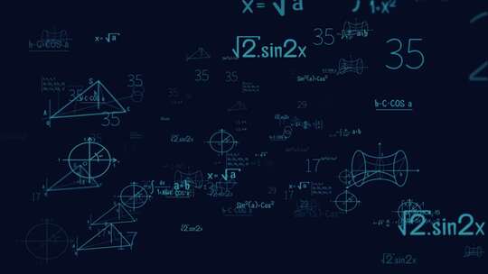  蓝色科技感数学公式符号穿梭视频背景