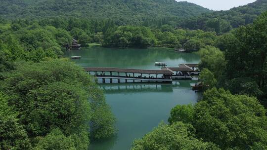 航拍杭州西湖浴鹄湾风景