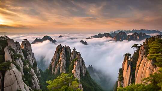 黄山云海日出全景