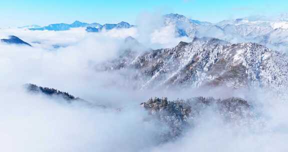 航拍四川大邑西岭雪山美丽冬天雪景