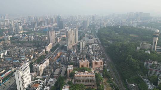 航拍城市高楼交通道路