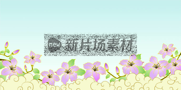 中国国潮古典风格紫荆花插画