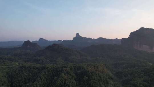 广东韶关丹霞山5A景区日出日落晚霞航拍