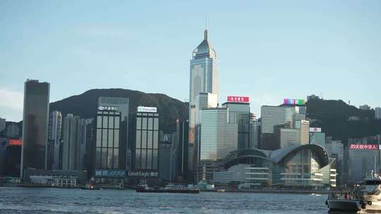 香港维多利亚港风光延时 维港游船 城市景观