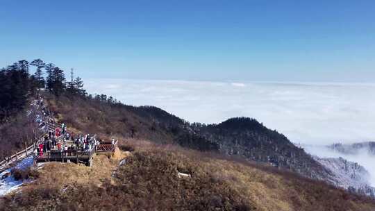 西岭雪山 雪景 大雪覆盖的自然风光 航拍